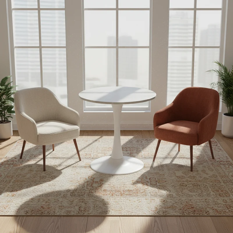 Table de salle à manger ronde effet marbre blanc 2-4 personnes, 70 cm VERTEXSYLTHYN