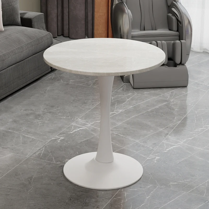 Table de salle à manger ronde effet marbre blanc 2-4 personnes, 70 cm VERTEXSYLTHYN