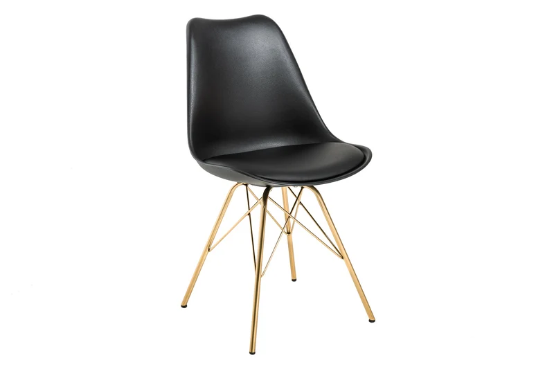 Lot de 2x chaises design SCANDINAVIA MEISTERSTÜCK pieds noir doré