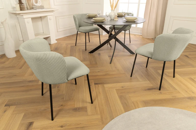 Lot de 2x chaises design LYON cordon menthe pieds métal noir