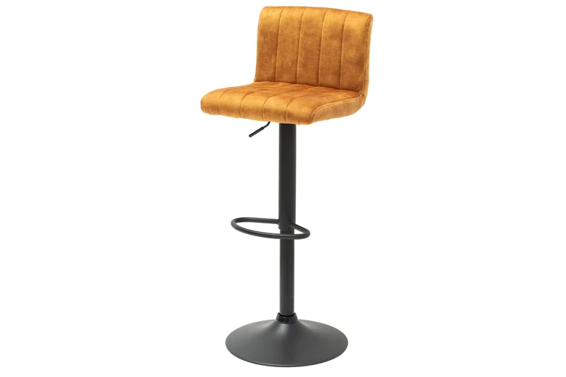 Tabouret de bar pivotant PORTLAND chaise de bar en velours jaune moutarde avec dossier réglable en hauteur