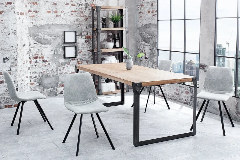 Lot de 2x chaises rétro AMSTERDAM CHAIR gris pierre design classique