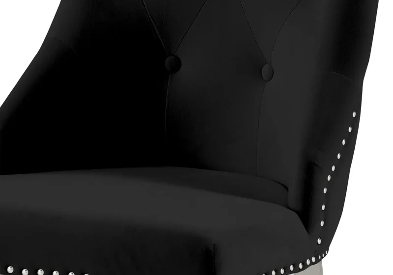 Chaise capitonnée cloutée velours noir - Gia x4
