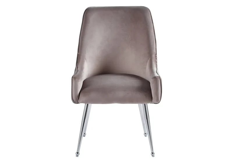 Fauteuil de table velours moka poignée argentée - Opus x2