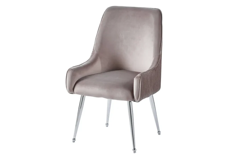 Fauteuil de table velours moka poignée argentée - Opus x2