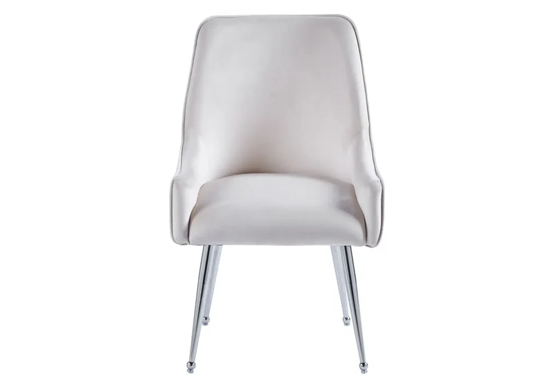 Fauteuil de table velours beige poignée argentée - Opus x2