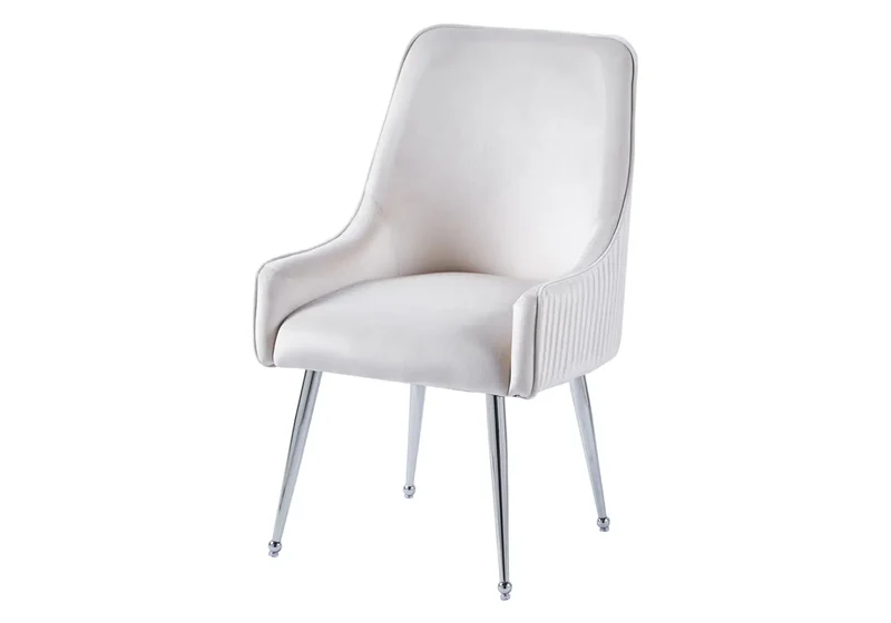 Fauteuil de table velours beige poignée argentée - Opus x2