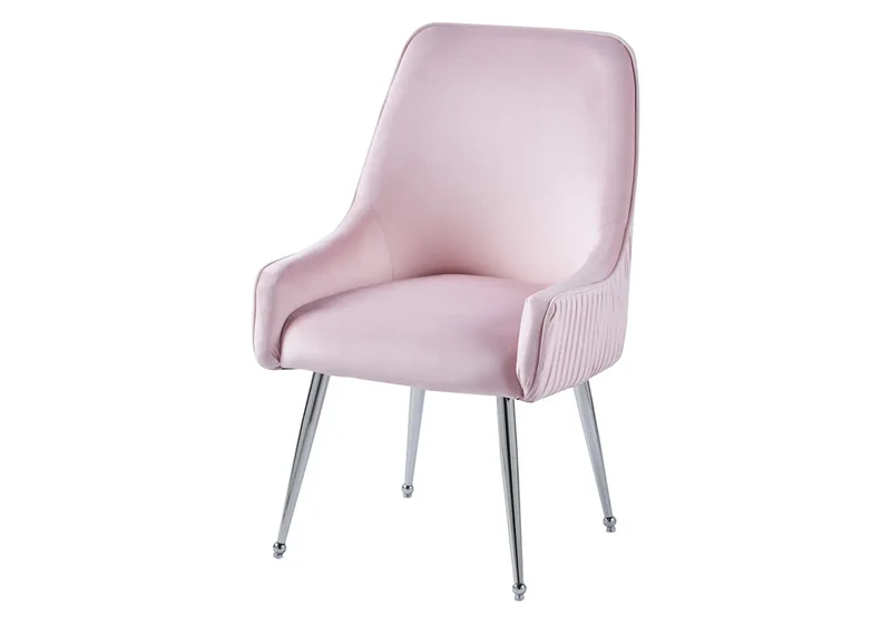 Fauteuil de table velours rose poignée argentée - Opus x2