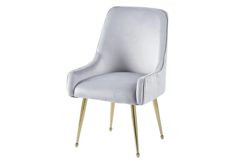 Fauteuil de table velours gris poignée dorée - Opus x2