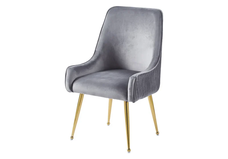 Fauteuil de table velours anthracite poignée dorée - Opus x2