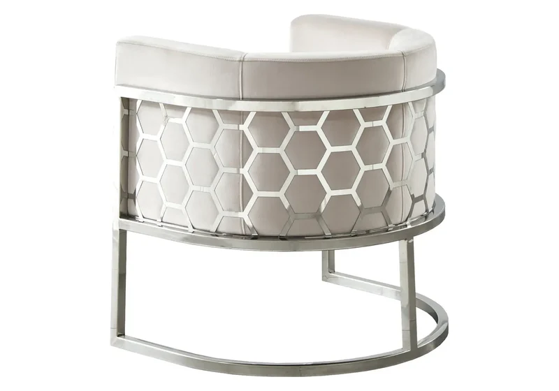 Fauteuil design chromé beige - Alvo