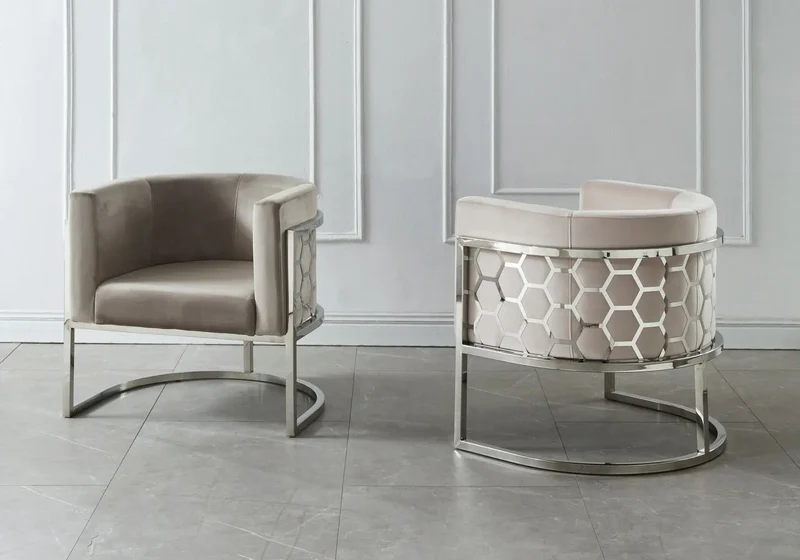 Fauteuil design chromé beige - Alvo