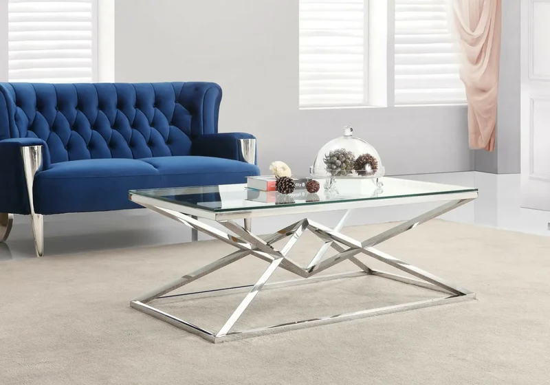 Table basse design argenté - Luxor