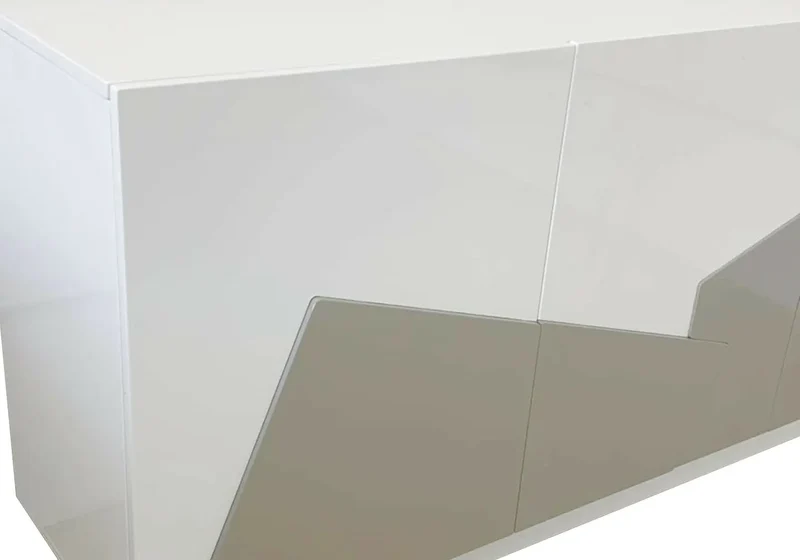 Buffet design laqué blanc gris - Pixy