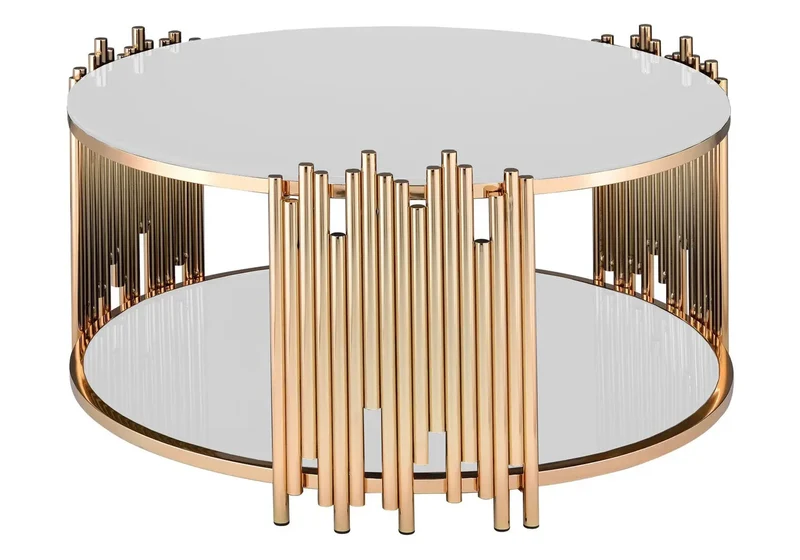 Table basse ronde doré blanc - Eve