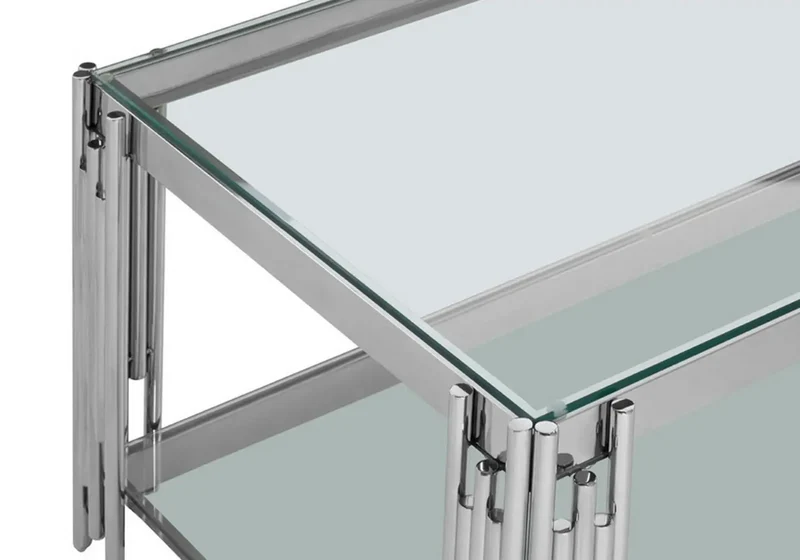 Table basse design chromé verre - Eve