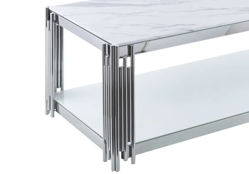 Table basse chromé marbre blanc - Eve
