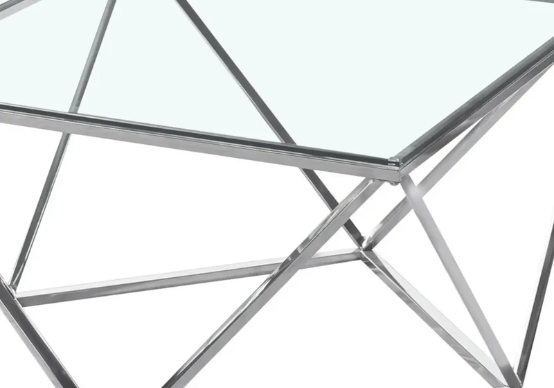 Table basse carré chrome verre - Ilea