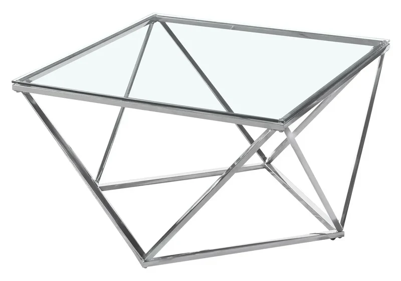 Table basse carré chrome verre - Ilea