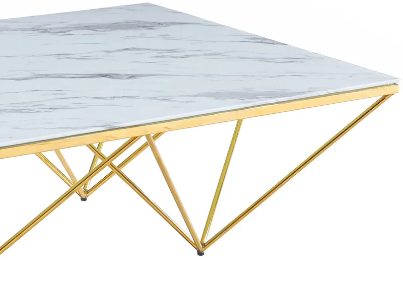 Table basse design doré marbre - Ilea