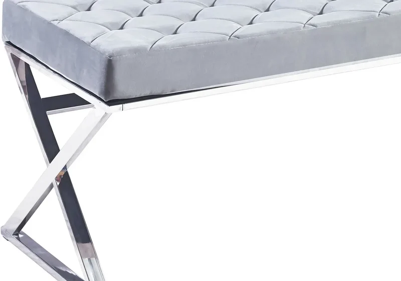 Banc design chromé velours gris - Zhara