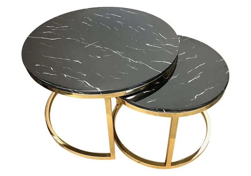 Tables gigognes dorées marbre noir - Orea