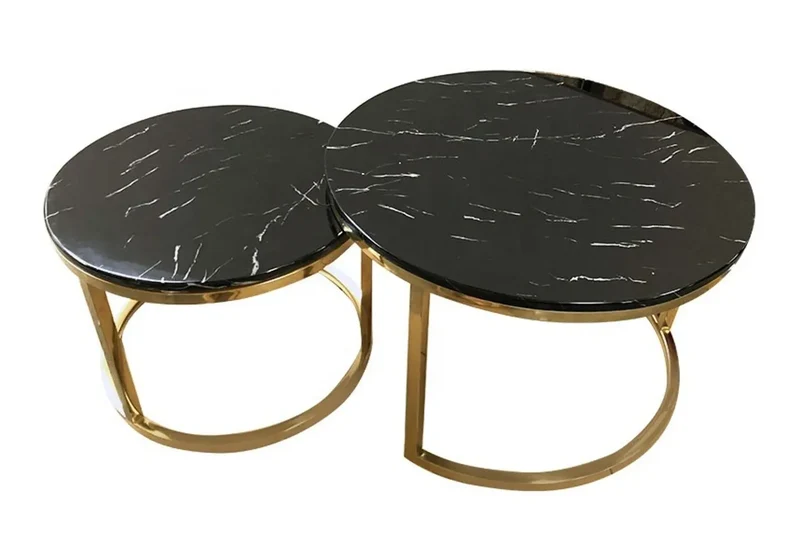 Tables gigognes dorées marbre noir - Orea