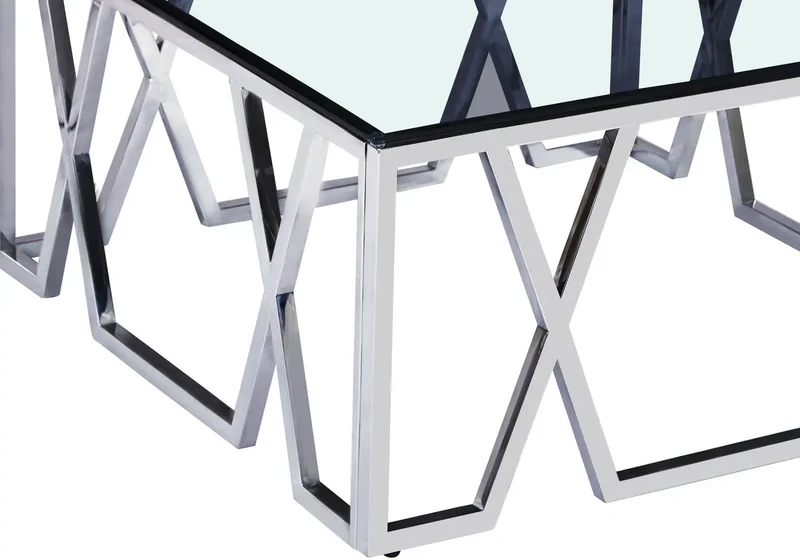 Table basse design chromé verre - Lexa