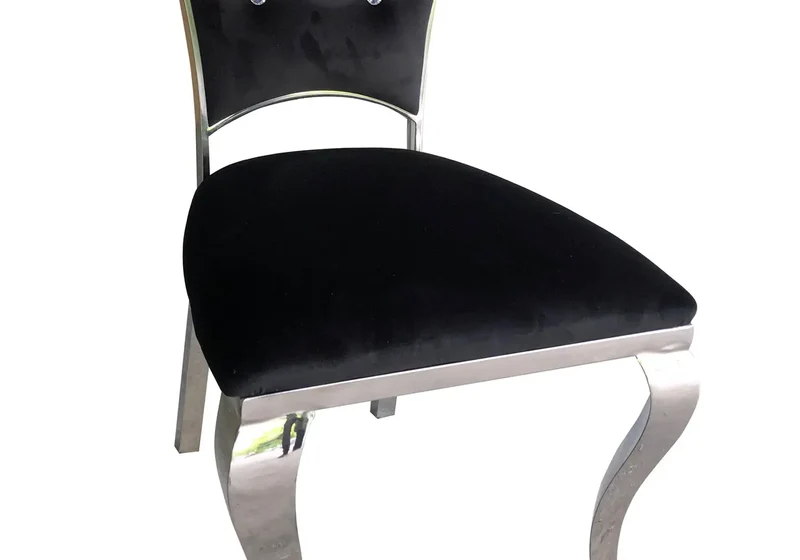 Chaises en velours noir capitonnées argentées - Lua x4