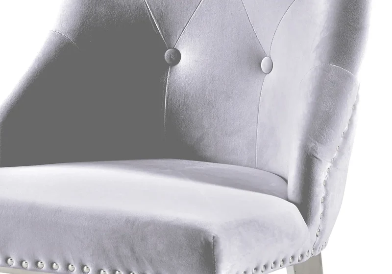 Chaise capitonnée cloutée velours gris - Gia x4