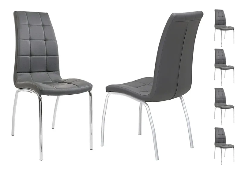 Table marbre blanc 6 chaises grises - Design