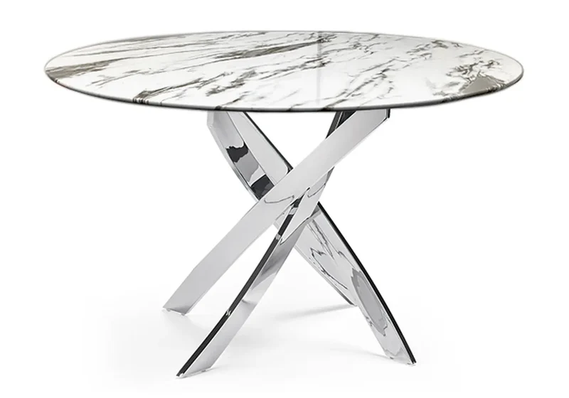 Table marbre blanc 6 chaises noires - Design