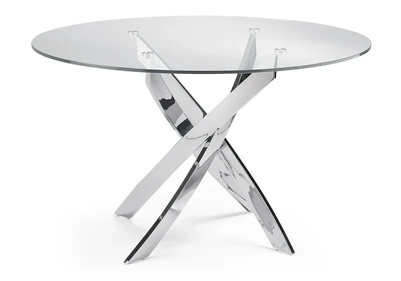Table ronde 6 chaises chromes - Design