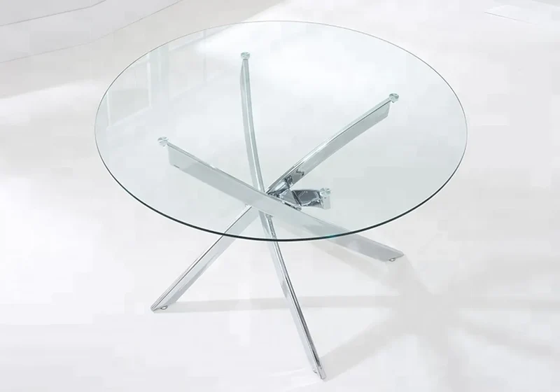 Table chromé 6 chaises grises - Design