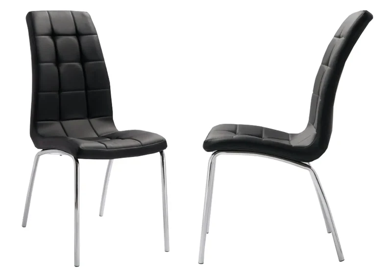 Table chromé 6 chaises noires - Design