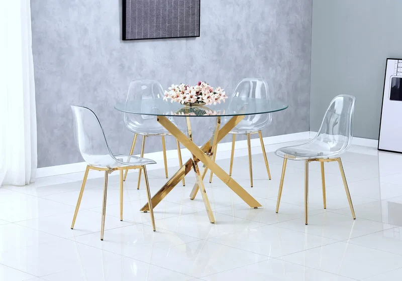 Table ronde dorée verre trempé - Joy