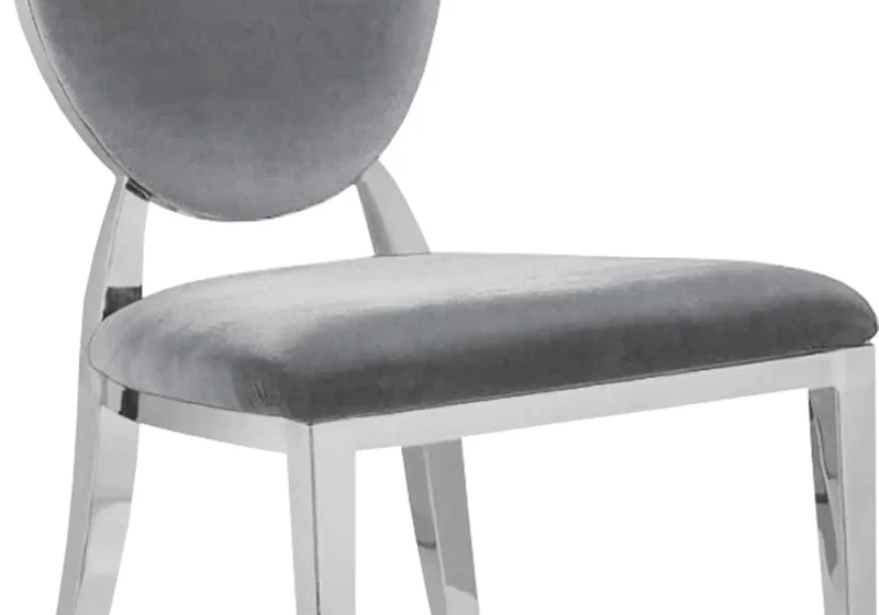 Chaises médaillon velours gris argent - Neo x4