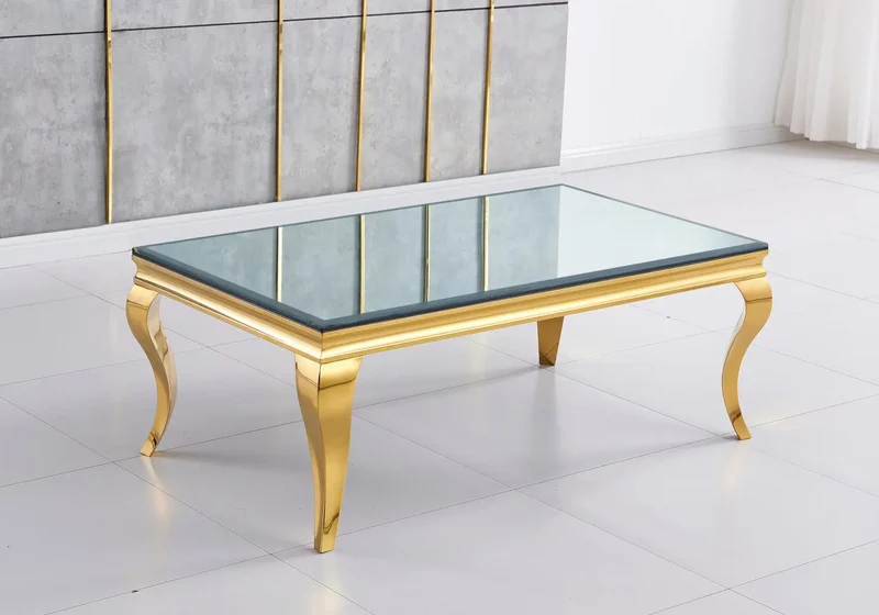 Table basse rectangulaire miroir or - Neo