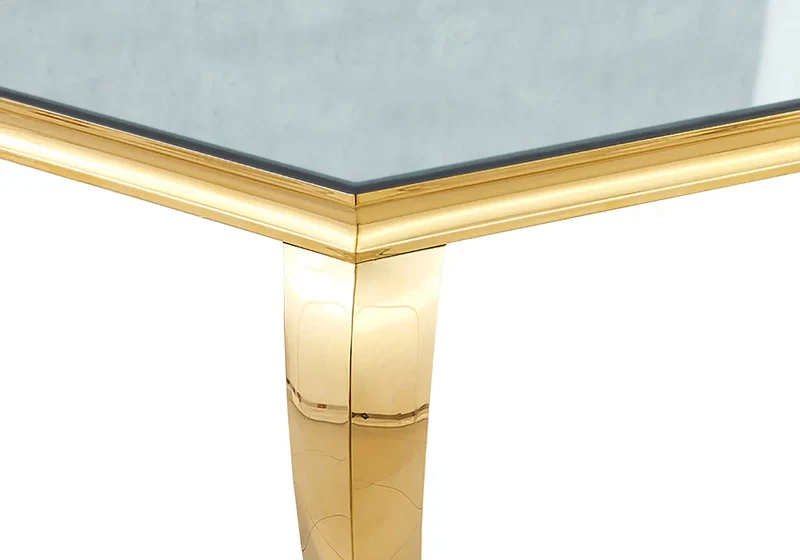 Table à manger rectangulaire dorée miroir - Neo