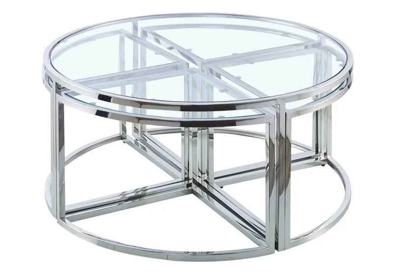 Table basse ronde design chromé - Pio
