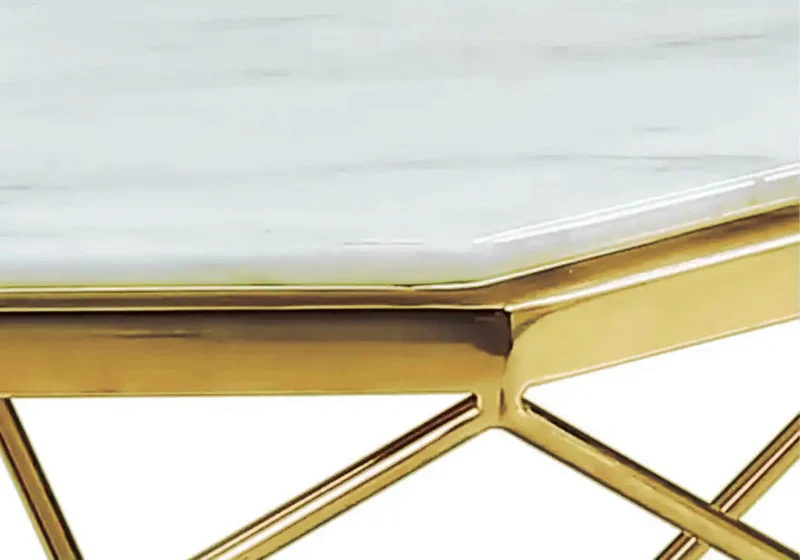Table basse octogonale doré marbre - Ilea