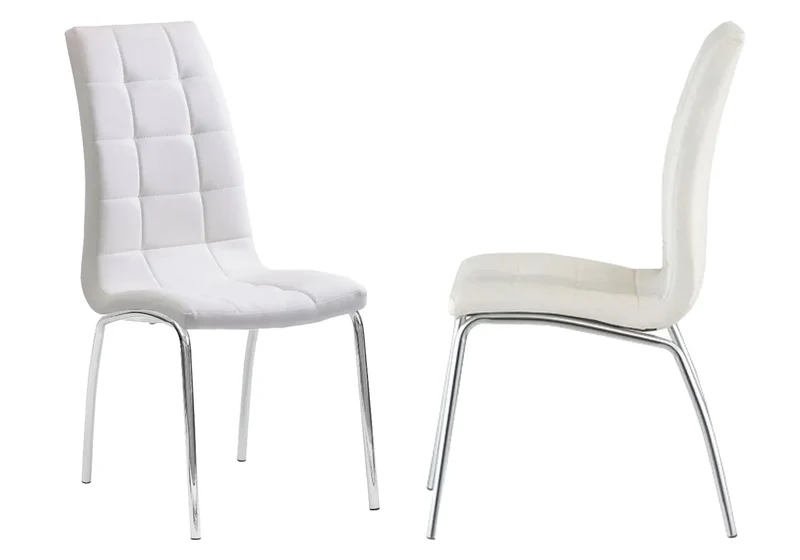 Table chromé 6 chaises blanches - Design