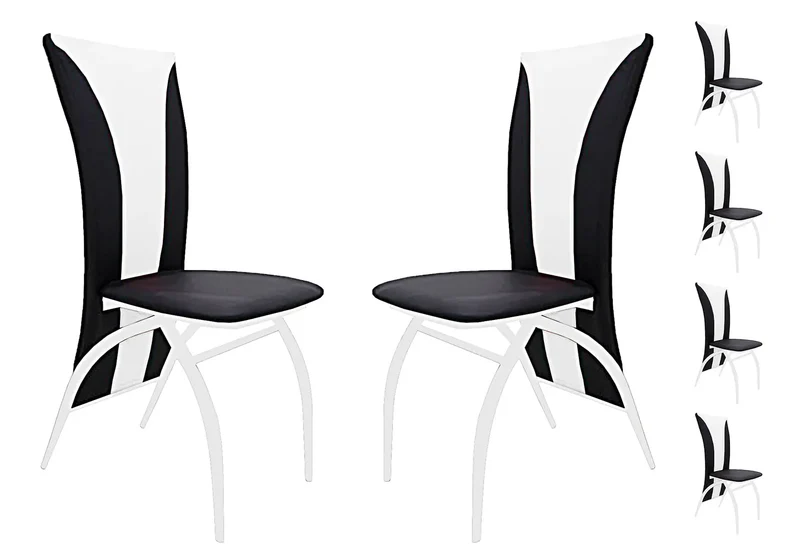Lot 6 chaises chromé simili blanc - Ivo