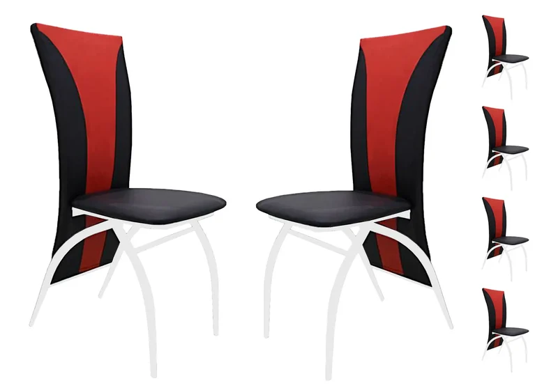 Lot 6 chaises chromé simili rouge - Ivo