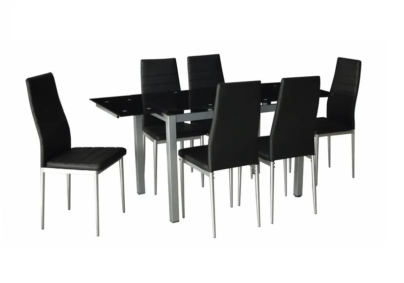Lot de 6 chaises simili-cuir noir - Alto