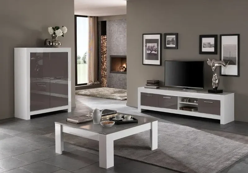 Table basse carré laqué gris MODENA