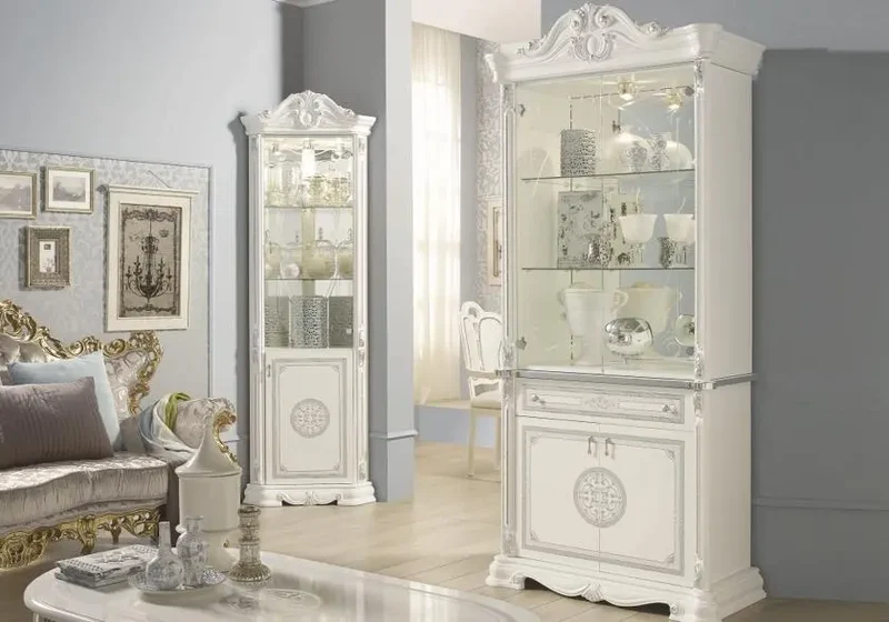 Mur TV baroque laqué blanc GRETA