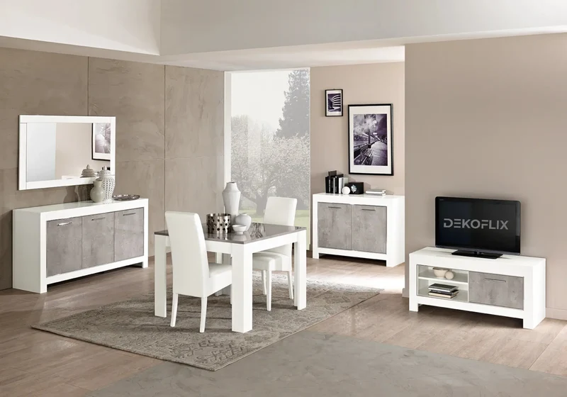 Meubles de séjour blanc marbre laqué MODENA
