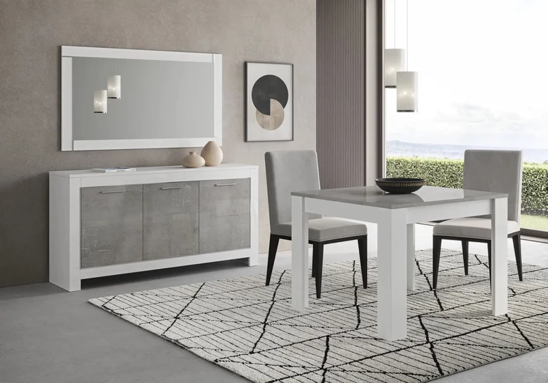 Meubles de séjour blanc marbre laqué MODENA