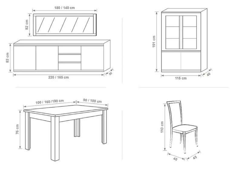 Salle à manger laqué noir led ROMA Crome